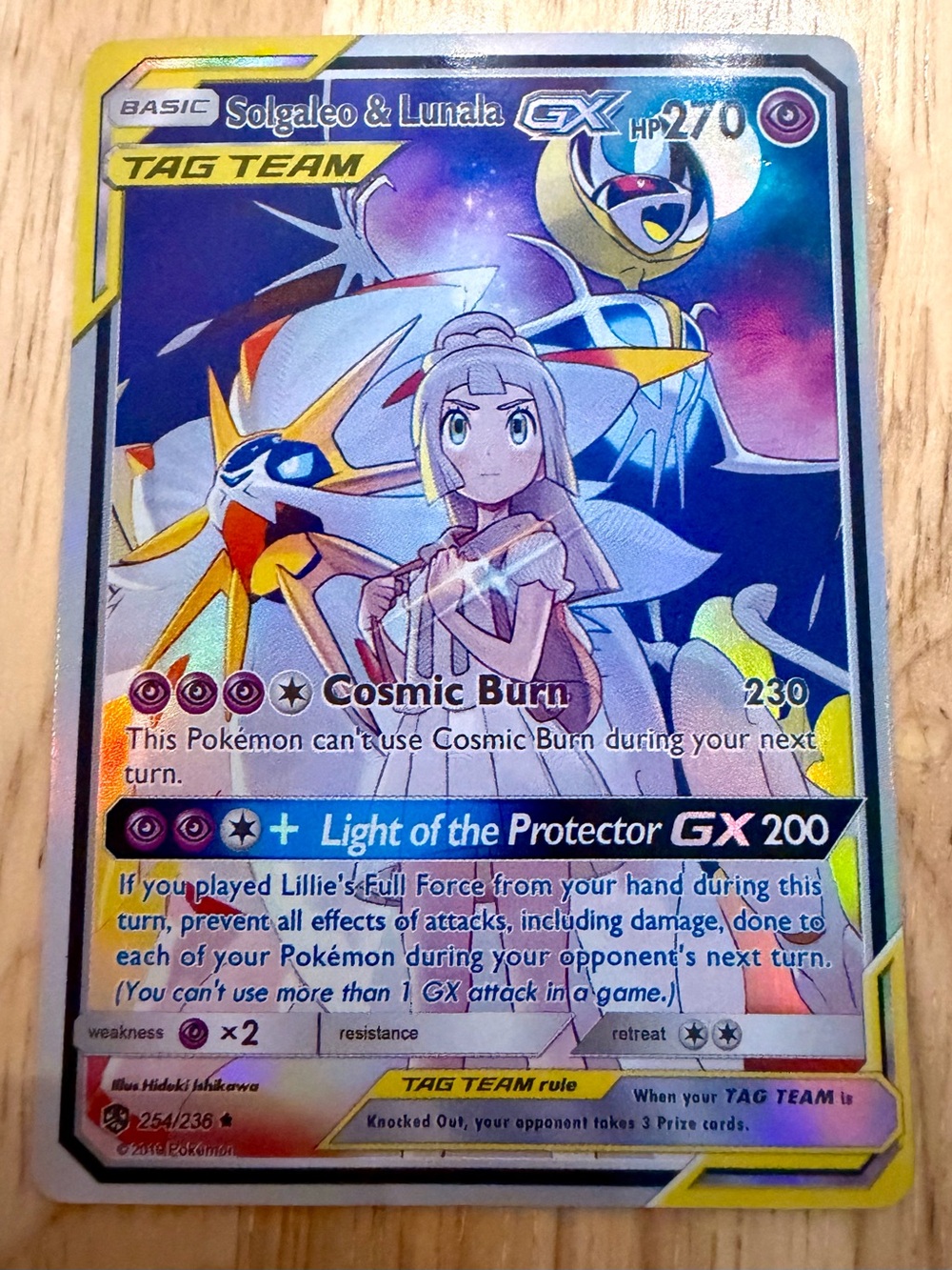 Pokemon Solgaleo & Lunala GX Holographic Blue Purple Artwork